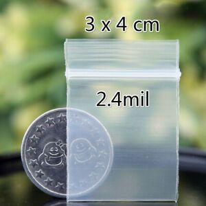 100pcs 0.9&#034;x 1&#034; 4mil Clear Zip Bag  Bag Plastic Baggies Reclosable 3 x 4CM
