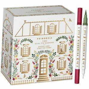 100 Dual Tip Marker Pens, Fineliner and Watercolor Brush Pens for Art