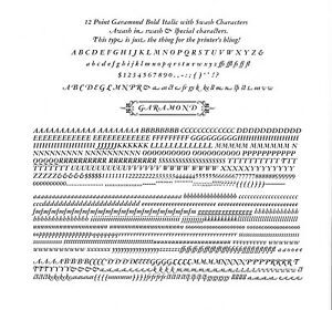 New Letterpress Type - Garamond Bold Italic with Swash
