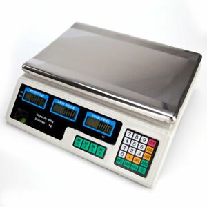Digital Weight Price Scale 88LB/40KG Computing Food Meat Scale Produce Deli