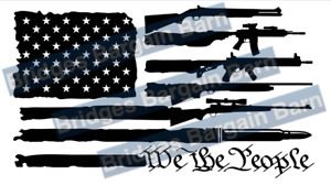 We The People Flag Gun Sticker Vinyl Decal 2nd Amend Cut File