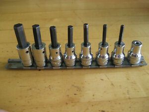 SNAP-ON 8 PC 3/8 Drive SAE HEX ALLEN SOCKET SET 1/8&#034; TO 3/8&#034; FA12A-FA4A