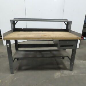 30&#034;W x 60&#034;L x 35&#034;H Butcher Block Top Steel Metal Work Bench Table W/Drawer