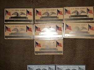 Vintage Lot of 11 US Flags Perma Engraving Plate Metal Social Security Cards