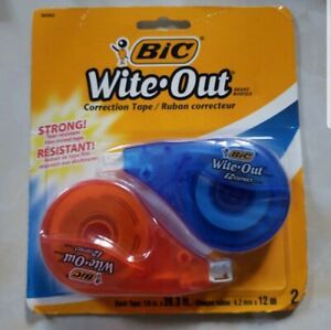 NEW BIC Wite-Out Brand EZ Correct Correction Tape, &#034;, White, Pack Of 2