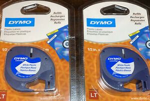 2 x DYMO Refill White Plastic Cartridge. 1/2&#034; X 13’ Letra Tag LT New Unopened