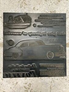 Vintage 1950s Newspaper Printing Plate Cars Automobiles Pontiac Advertisement