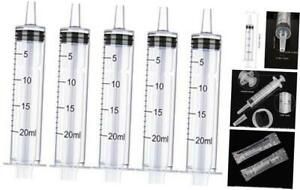5 Pack 20ml Plastic Syringe, Large Syringes Without Needle for Scientific