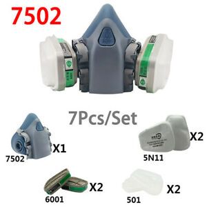 NEW!! 7Pcs/Set Half Face Mask for 7502 Gas Painting Spray Protection Respirator