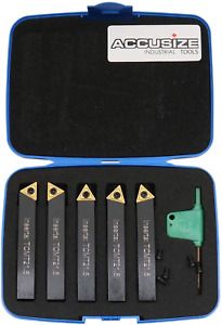 Accusize Industrial Tools 3/8&#039;&#039; 5 Pc Indexable Turning Tool Set, 2380-5062
