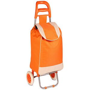 Polyester Pull Behind Rolling Hand Cart Trolley Tote Bag 40LBS Capacity, Orange