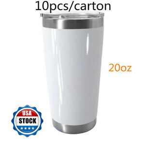 10pcs/carton 20oz White Blank Sublimation Stainless Steel Beer Tumbler