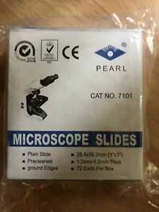 Microscope Slides Pearl 72 count Cat No. 7101 Ground edges 1&#034; X 3&#034; New Old Stock