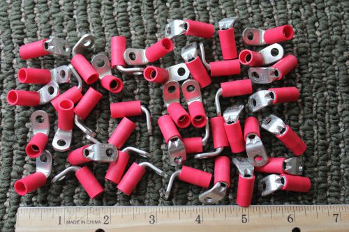 Lot of 40 t&amp;b insulated vinyl ring copper lug wire 8 awg #10 stud red 90 degree for sale