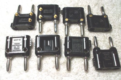 8 DUAL Banana Plugs  4 have gold solder point lugs  All are Black  Pomona Elect