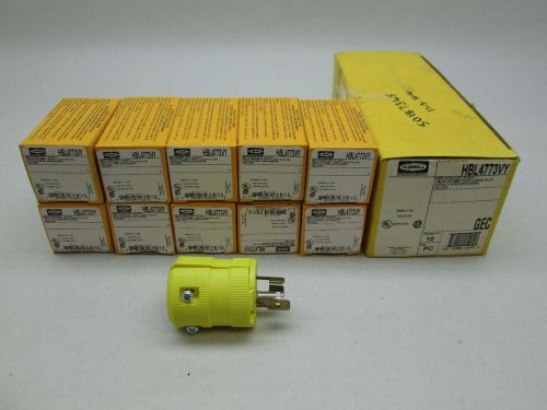 Lot 10 new hubbell hbl4773vy valise twistlock 2p 3wire plug d382930 for sale