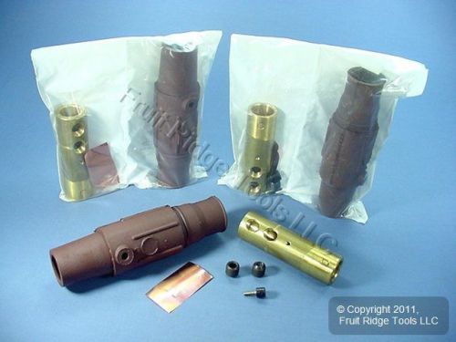 3 leviton brown 17 series female detachable cam plug set screw 690a 600v 17d24-h for sale