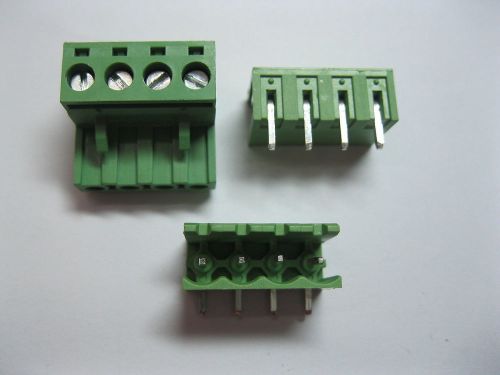 200 pcs 5.08mm angle 4 pin screw terminal block connector pluggable type green for sale