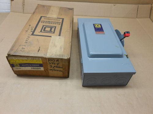 1 NIB SQUARE D H323N HEAVY DUTY SAFETY SWITCH 240V 240 VAC 100A 100 AMP NEMA 1