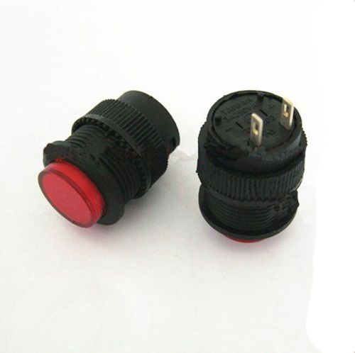 (5)red 2 pin spst miniature 1a 250vac 16mm hole no maintained push button switch for sale