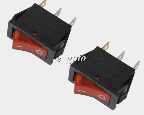 2pcs red button on-off 3 pin dpst rocker switch 250v ac 16a kcd3-101 for sale
