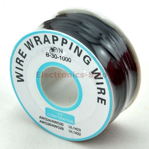 One Roll Black 30AWG Wire Wrapping Wire, Tinned Copper Solid, PVC insulation.