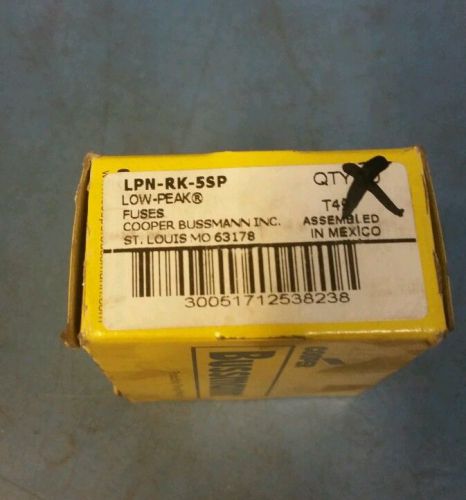 New lot bussmann lpn-rk-5sp 5 amp fuses low peak 240v   *10 new in box* for sale