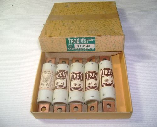 Five (5) unused in box bussman kpb 40 tron rectifier fuses 700v solid state for sale