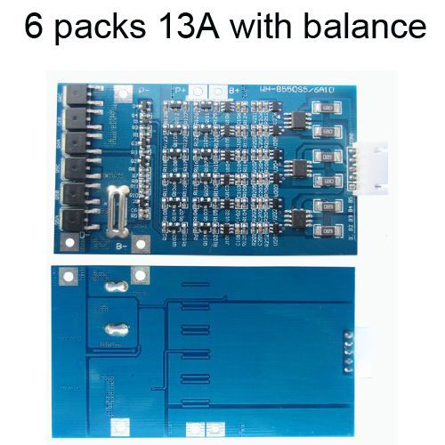 13a protection board  for 6 packs 22.2v 18650 li-ion battery w/ balance seiko ic for sale