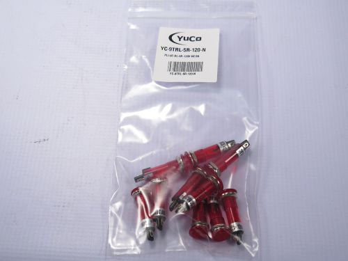 Lot of 10 yc-9trl-5r-120-n neon 9mm red pilot light 120v ac/dc terminal ring+nut for sale
