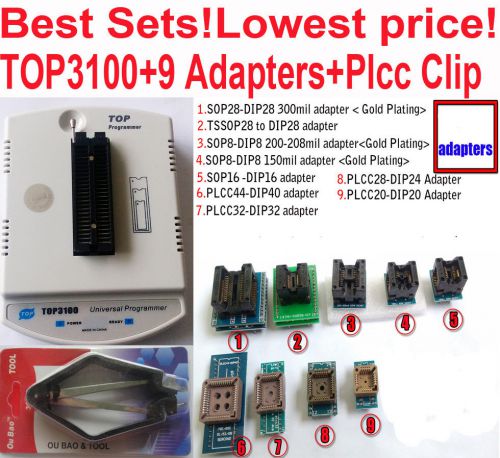 Top top3100 usb programmer + 9 adapter mcu pic avr eeprom top3100 usb programmer for sale