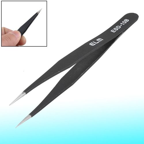 123mm length stainless steel tapering pointy tip tweezers black for sale