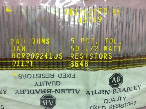 40 allen bradley resistor rcr20g241js 240 ohm 5% tol 1/2 watt for sale
