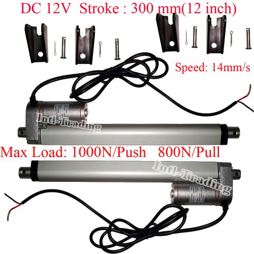 Set of 2 12&#034; linear actuators w/ brackets stroke 12 volt dc 220 pound max lift for sale