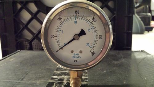 2.5&#034; pressure gauge 0-300 psi, s.s., 1/4&#034; npt for sale