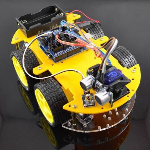 Car smart robot arduino bluetooth controlled 4wd l298n motor remote control kit for sale