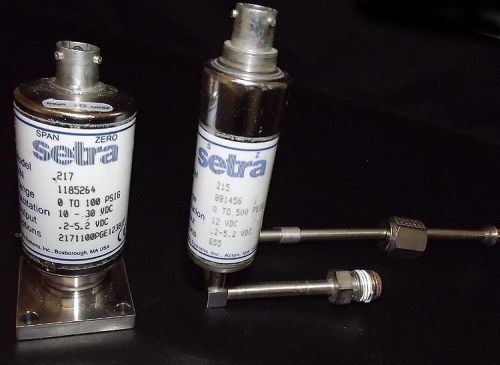 Lot 2 setra 217 / 215 ultra high purity pressure transducer gauge 100/500 psig for sale