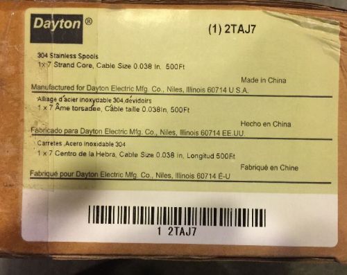 36063 New In Box, Dayton  2TAJ7 Wire Cable, SS 304 500 Ft. Length