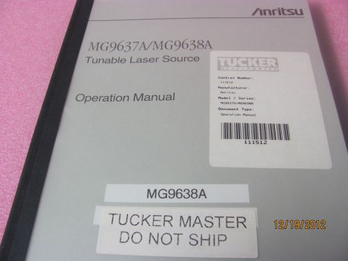 ANRITSU MG9637A/MG9638A Tunable Laser Source Operation Manual Sixth Edition