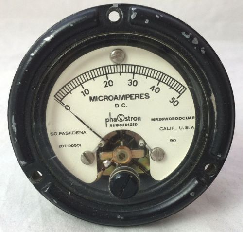 PHASTRON  0-50 RUGGEDIZED Microamperes DC Meter 207-00501