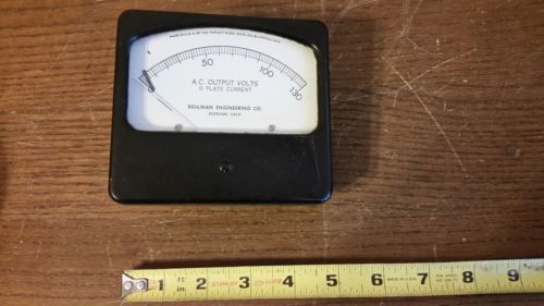 Rare Behlman Engineering AC Output Volts Meter 0 Plate Current Meter 130 Volt