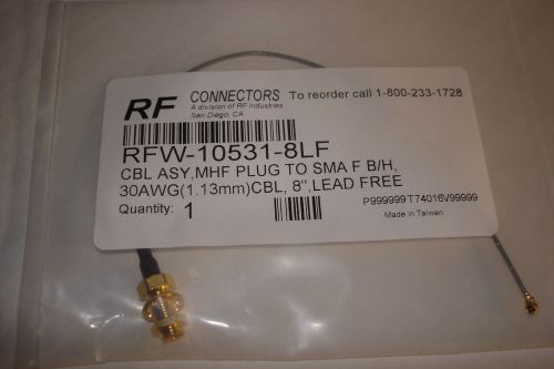 COAXIAL CABLE MHF R/A PLUG TO SMA BULKHEAD JACK 30AWG  8&#034;L  New in Bag