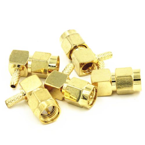 5 x new rp-sma male 90° rf connector crimp for rg174 rg316 cable for sale
