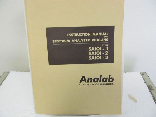 Analab SA101-1, SA101-2, SA101-3 Spectrum Analyzer Plug-Ins Instruction Manual