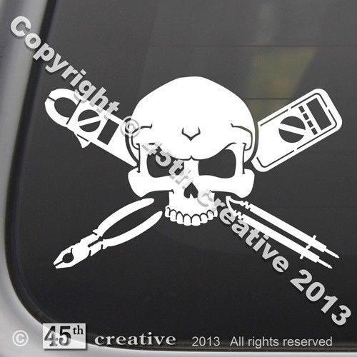 Electrician crossbones decal - electricians clamp multi meter leads pliers dikes for sale