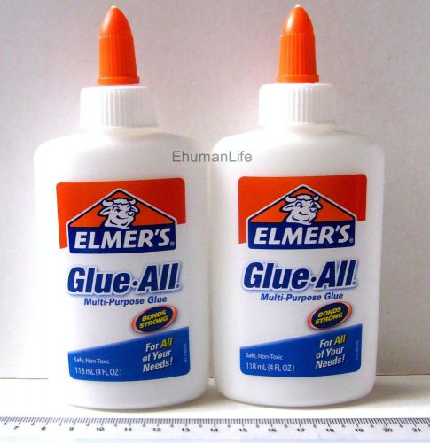 2 x elmer&#039;s glue-all multi-purpose 4 fl oz 118 ml dry clear bonds non-toxic i453 for sale