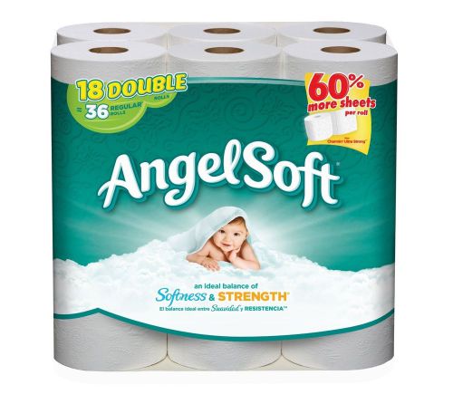 Angel Soft 18 Double Rolls Bathroom 2 Ply Toilet Tissue Paper - Septic Safe