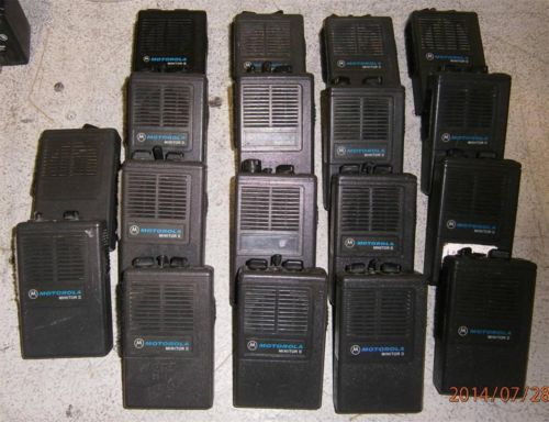 Lot of 21 Motorola Minitor II Pagers and 12 Chargers with power adapters!