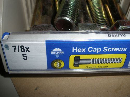 7/8-9 x 5&#034; hex head cap screw bolts yellow zinc (6) total 7/8&#034;  grade 8 for sale