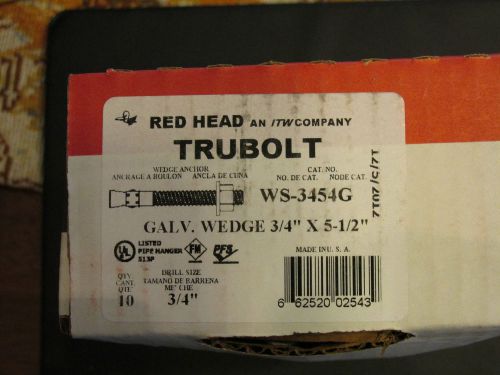 Red head 3/4&#034; * 5 1/2&#034; trubolt zinc plated carbon steel wedge anchor for sale